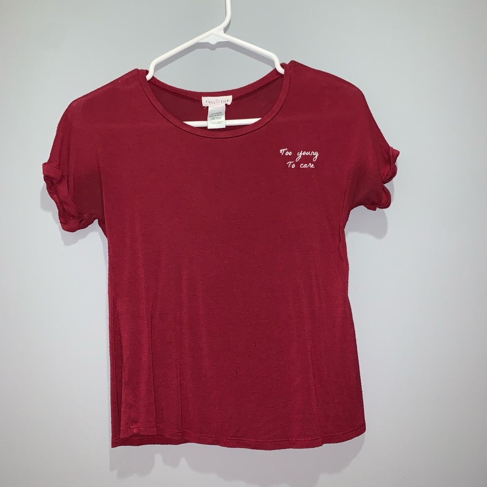 A maroon top